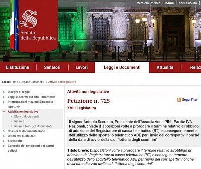 Petizione Senato, VI commissione Senato