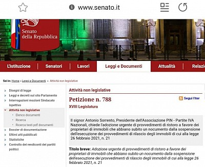 Petizione 788, Senato, Antonio Sorrento, PIN
