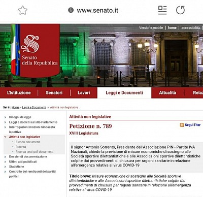 Petizione 789, Senato, Antonio Sorrento, PIN